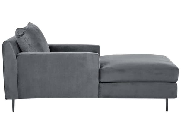 Schäslong Grå Sammetsklädsel Armstöd Kudde Nackstöd Modern Design Symmetrisk