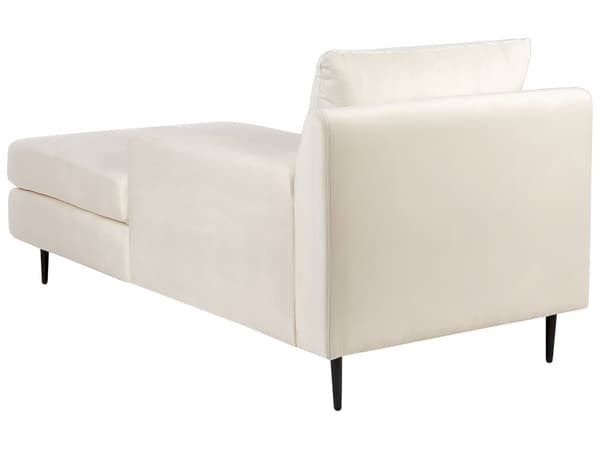 Schäslong Beige Sammetsklädsel Armstöd Kudde Nackstöd Modern Design Symmetrisk