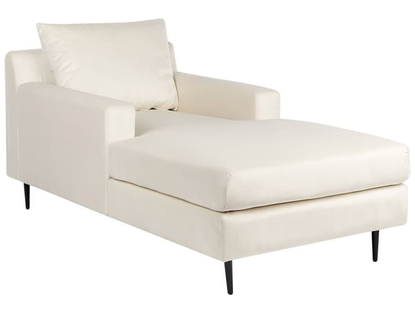 Schäslong Beige Sammetsklädsel Armstöd Kudde Nackstöd Modern Design Symmetrisk