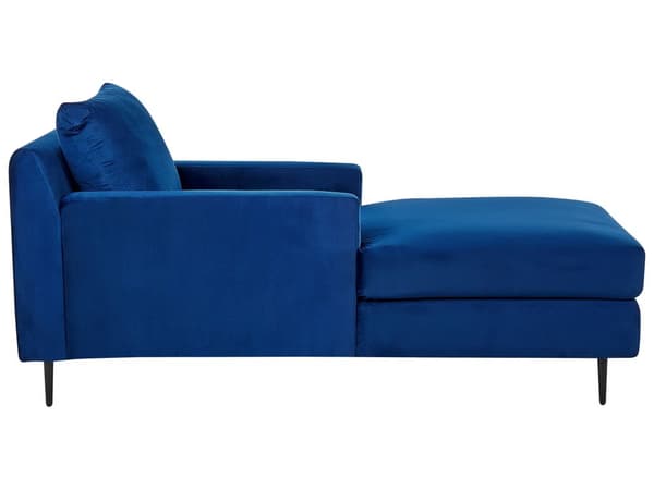 Chaiselong Mørkeblå Velour Polstring Armlæn Pude Ryglæn Moderne Design Symmetrisk