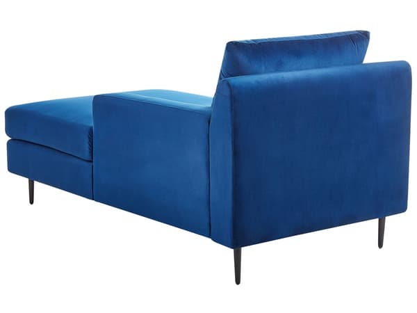 Chaiselong Mørkeblå Velour Polstring Armlæn Pude Ryglæn Moderne Design Symmetrisk