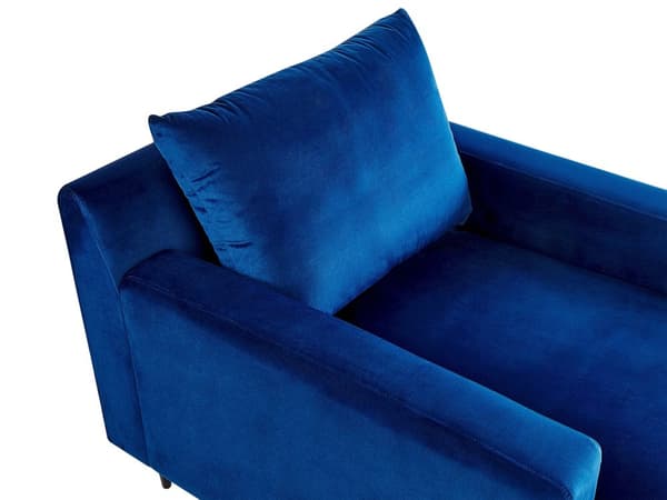 Chaiselong Mørkeblå Velour Polstring Armlæn Pude Ryglæn Moderne Design Symmetrisk