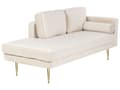 Miniatyrbillede 4 af 11: Chaiselong Beige Velour Guld Metalben Blød Moderne Daybed med Pølsepude Venstrevendt Tilbehør Inspiration Glamour Eklektisk Højrevendt