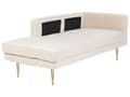 Miniatyrbillede 5 af 11: Chaiselong Beige Velour Guld Metalben Blød Moderne Daybed med Pølsepude Venstrevendt Tilbehør Inspiration Glamour Eklektisk Højrevendt