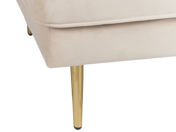 Chaiselong Beige Velour Guld Metalben Blød Moderne Daybed med Pølsepude Venstrevendt Tilbehør Inspiration Glamour Eklektisk Højrevendt
