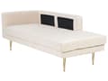 Miniatyrbillede 5 af 11: Chaiselong Beige Velour Guld Metalben Blød Moderne Daybed med Pølsepude Venstrevendt Tilbehør Inspiration Glamour Eklektisk Venstrevendt