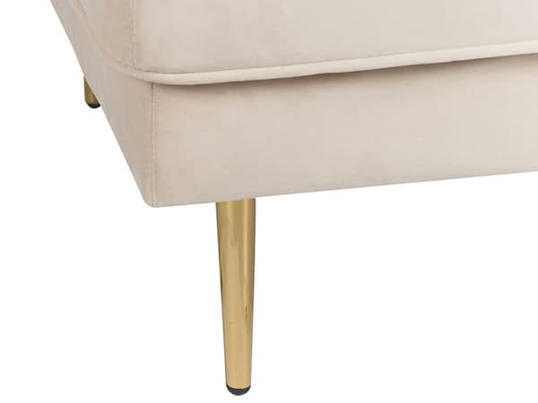 Chaiselong Beige Velour Guld Metalben Blød Moderne Daybed med Pølsepude Venstrevendt Tilbehør Inspiration Glamour Eklektisk Venstrevendt