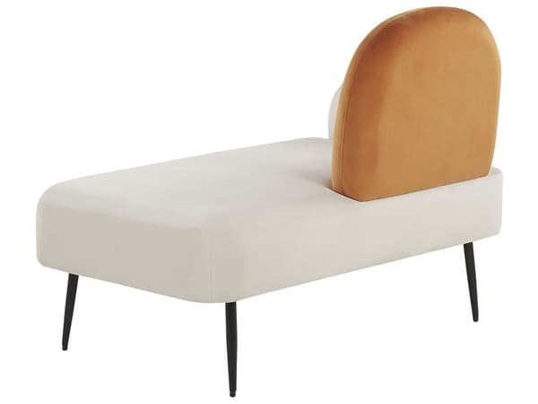 Chaiselong Hvid og Orange Velour Venstrevendt Enkelt Chaiselong Minimalistisk Design