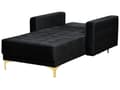 Miniatyrbillede 5 af 8: Chaiselong Sort Velour Tufted Stof Moderne Stue Liggende Dagseng Guld Ben Moderne Stil