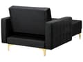 Miniatyrbillede 6 af 8: Chaiselong Sort Velour Tufted Stof Moderne Stue Liggende Dagseng Guld Ben Moderne Stil