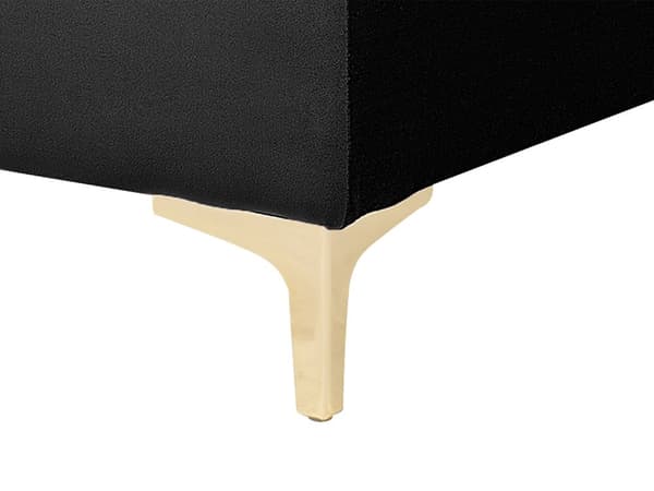 Chaiselong Sort Velour Tufted Stof Moderne Stue Liggende Dagseng Guld Ben Moderne Stil