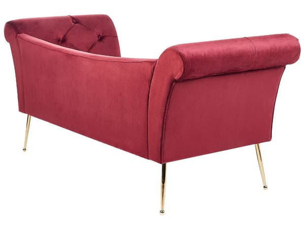 Divaani tummanpunainen 175 x 70 x 76 cm sametti metalli vaneri napitettu tuftattu chesterfield retro