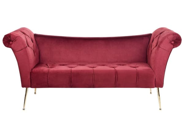 Divaani tummanpunainen 175 x 70 x 76 cm sametti metalli vaneri napitettu tuftattu chesterfield retro