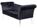 Pikkukuva 4 / 8: Divaani musta 175 x 70 x 76 cm sametti metalli vaneri napitettu tuftattu chesterfield retro