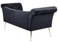 Pikkukuva 5 / 8: Divaani musta 175 x 70 x 76 cm sametti metalli vaneri napitettu tuftattu chesterfield retro