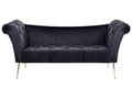 Pikkukuva 1 / 8: Divaani musta 175 x 70 x 76 cm sametti metalli vaneri napitettu tuftattu chesterfield retro