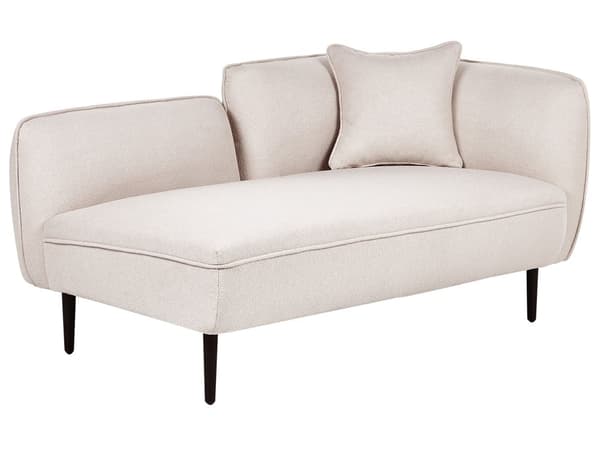 Chaiselong Lys Beige Boucléstof Metalben Hynde Højrevendt Moderne Design Stue