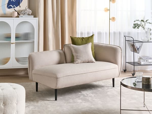 Chaiselong Lys Beige Boucléstof Metalben Hynde Højrevendt Moderne Design Stue