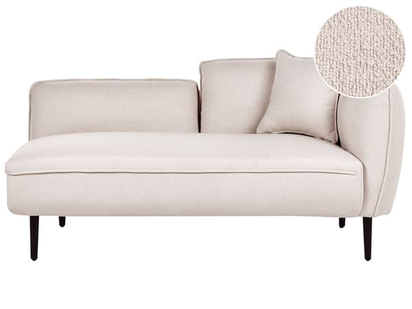 Chaiselong Lys Beige Boucléstof Metalben Hynde Højrevendt Moderne Design Stue
