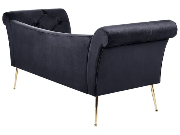 Chaiselong Velour Stof Guld Metalben Glamourøs Stil Indretningsdesign Stue