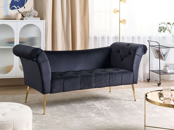 Chaiselong Velour Stof Guld Metalben Glamourøs Stil Indretningsdesign Stue