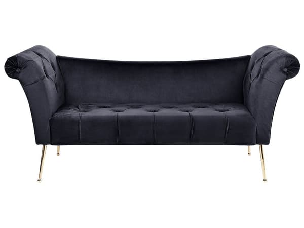 Chaiselong Velour Stof Guld Metalben Glamourøs Stil Indretningsdesign Stue