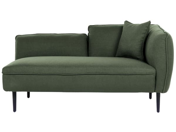 Chaiselong Mørkegrønt Boucléstof Metalben Højrevendt Hynde Moderne Design Stue