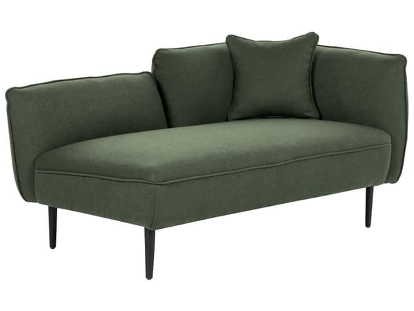 Chaiselong Mørkegrønt Boucléstof Metalben Højrevendt Hynde Moderne Design Stue