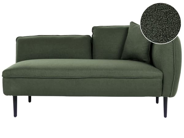 Chaiselong Mørkegrønt Boucléstof Metalben Højrevendt Hynde Moderne Design Stue