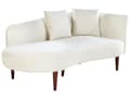 Miniatyrbild 4 av 11: Schäslong Kräm sammet polyester klädsel högervänd mörka träben extra kastkuddar modern design vardagsrumsmöbler