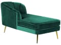 Miniatyrbillede 5 af 10: Chaiselong Smaragdgrøn Velour Daybed med Ryglæn Guld Metalben Gæsteseng Quiltet Multifunktionel Chaise Venstrevendt Sofa Moderne til Stuen