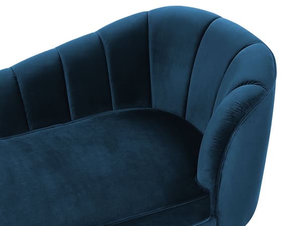 Chaiselong Marineblå Velour Daybed med Ryglæn Guld Metalben Gæsteseng Quiltet Multifunktionel Chaise Venstrevendt Sofa Moderne til Stuen