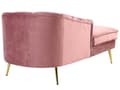Miniatyrbillede 6 af 10: Chaiselong Lyserød Velour Daybed med Ryglæn Guld Metalben Gæsteseng Quiltet Multifunktionel Chaise Venstrevendt Sofa Moderne til Stuen