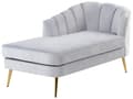 Miniatyrbillede 4 af 10: Chaiselong Lysegrå Velour Daybed med Ryglæn Guld Metalben Gæsteseng Quiltet Multifunktionel Chaise Venstrevendt Sofa Moderne til Stuen