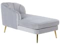 Miniatyrbillede 5 af 10: Chaiselong Lysegrå Velour Daybed med Ryglæn Guld Metalben Gæsteseng Quiltet Multifunktionel Chaise Venstrevendt Sofa Moderne til Stuen