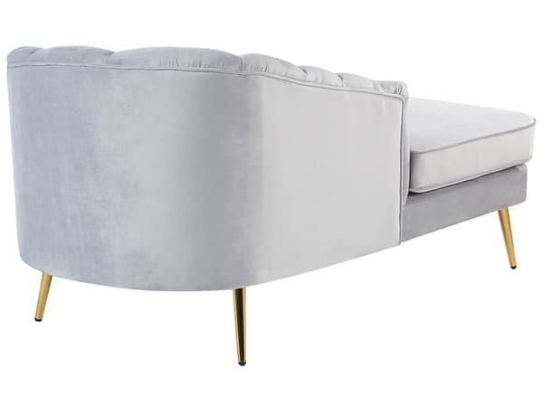 Chaiselong Lysegrå Velour Daybed med Ryglæn Guld Metalben Gæsteseng Quiltet Multifunktionel Chaise Venstrevendt Sofa Moderne til Stuen