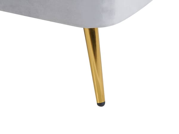 Chaiselong Lysegrå Velour Daybed med Ryglæn Guld Metalben Gæsteseng Quiltet Multifunktionel Chaise Venstrevendt Sofa Moderne til Stuen