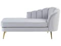 Miniatyrbillede 1 af 10: Chaiselong Lysegrå Velour Daybed med Ryglæn Guld Metalben Gæsteseng Quiltet Multifunktionel Chaise Venstrevendt Sofa Moderne til Stuen