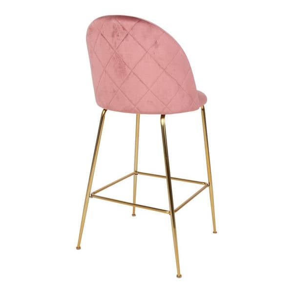 Barstol - House Nordic - Kirsten - Rosenvelour - Metall i mässing - Art Déco-stil
