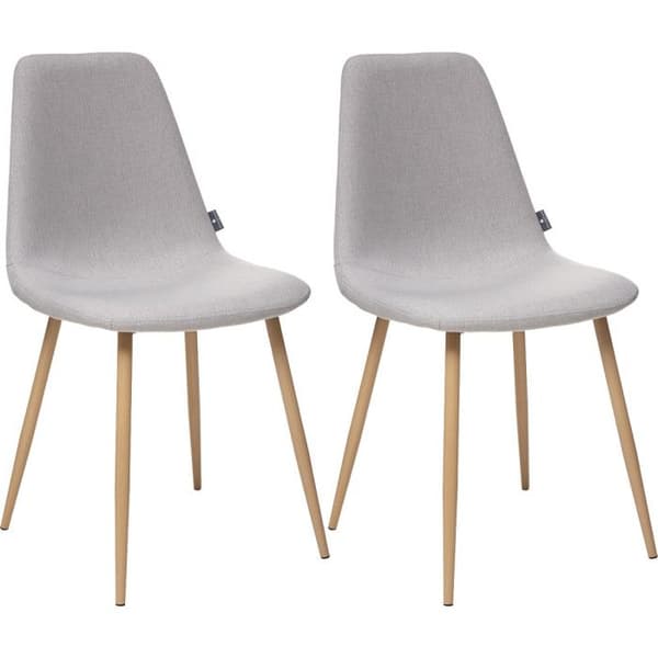 Set med 2 stolar i vintagestil "Marylin" metallben imiterad bok Atmosphera - Ljusgrå