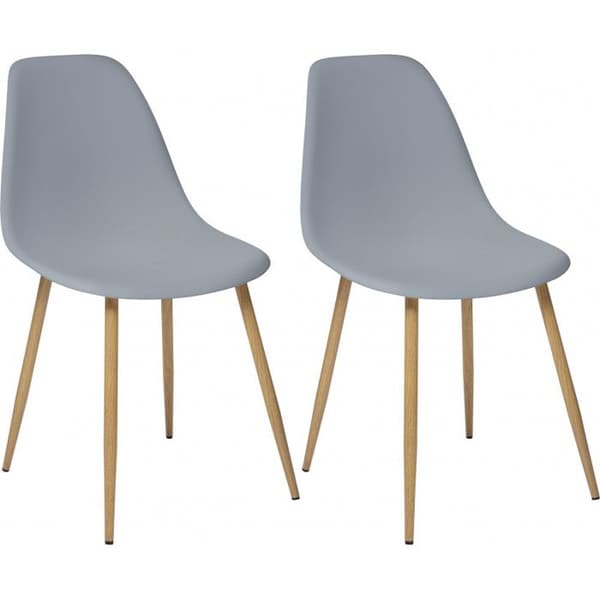 Set med 2 "Ava"-stolar i skandinavisk stil med ben av metallimitation av ek Atmosphera - Grå