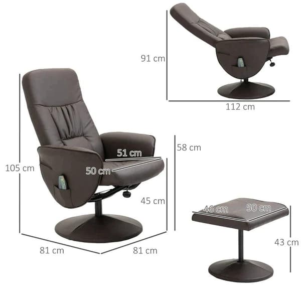 Rootz Relaxation Tuoli Jalkarahalla - Makaava toiminto - Hierontatuoli - Hierontatoiminnolla varustettu tv-tuoli - Lepotuoli - Ergonominen tuoli 10 tä