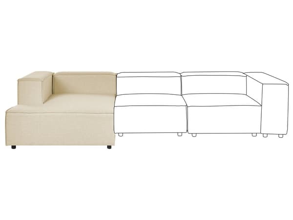 Beige polstret linned chaiselong højre hånd mørke ben moderne stil til stuen