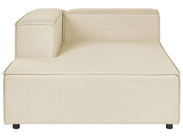 Beige polstret linned chaiselong højre hånd mørke ben moderne stil til stuen