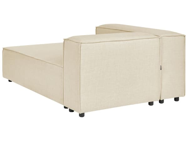 Beige polstret linned chaiselong højre hånd mørke ben moderne stil til stuen