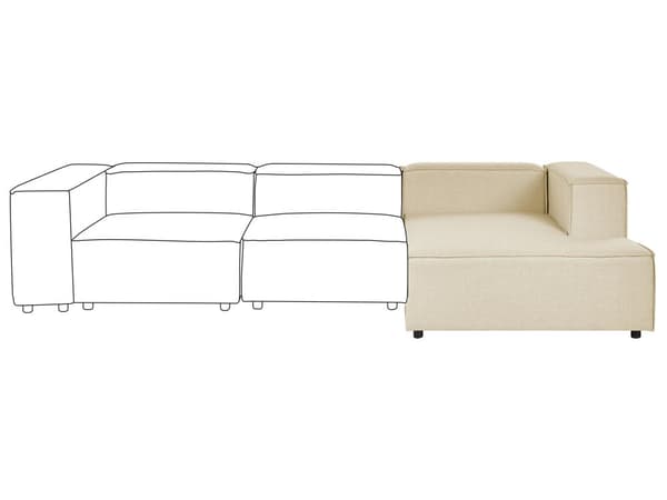 Divaani beige pellava muovijalat vasenkätinen modulaarinen kahdelle moderni