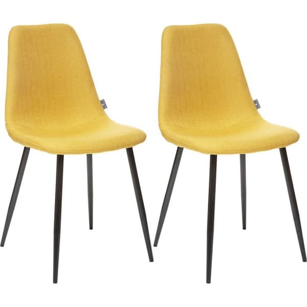 Set med 2 stolar i vintagestil med svarta metallben "Nathalia" Atmosphera - Gul