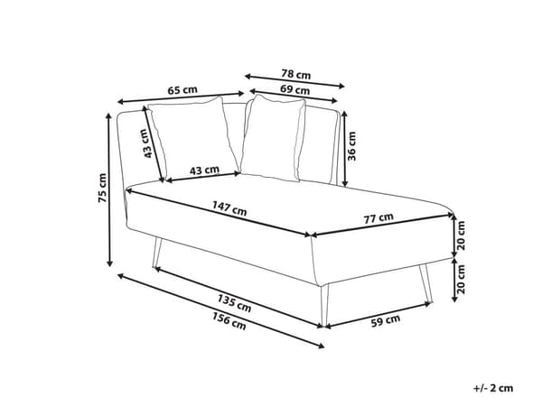 Hvid polstret polyester venstre chaiselong metalben dekorative hynder moderne design til stuen