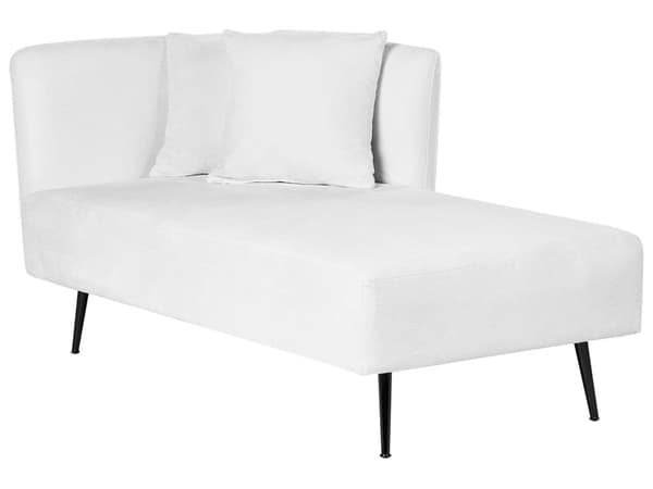 Hvid polstret polyester venstre chaiselong metalben dekorative hynder moderne design til stuen