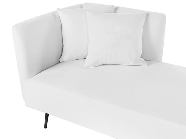 Hvid polstret polyester venstre chaiselong metalben dekorative hynder moderne design til stuen